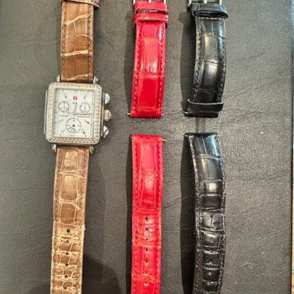 Michele Deco Stainless Steel Diamond Watch